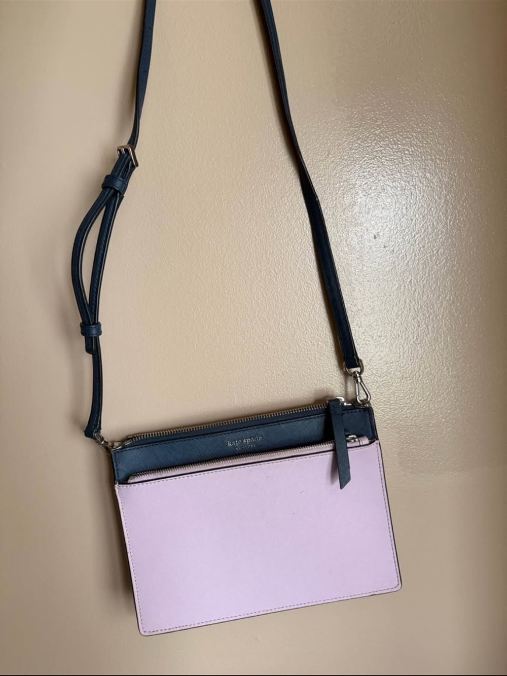Kate Spade Pink/Purple and Navy Two-Tone Crossbody Bag